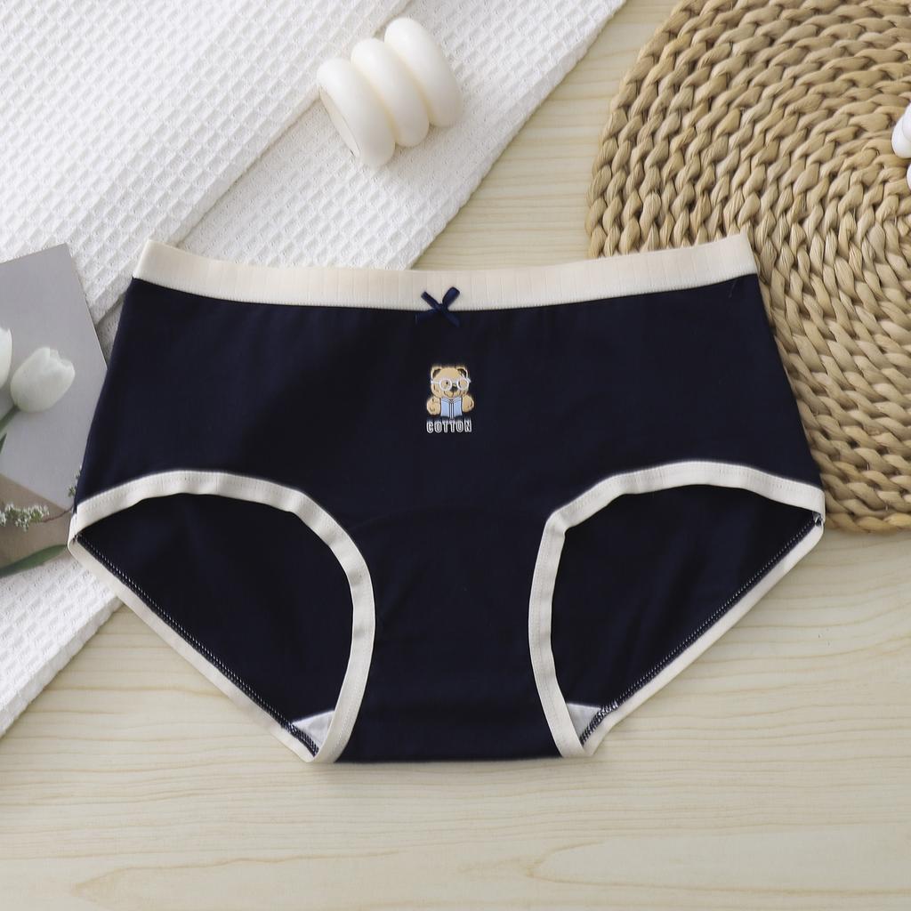 Ladies Summer Cartoon Cotton Comfortable Breathable Extended Crotch Waist Triangle Briefs