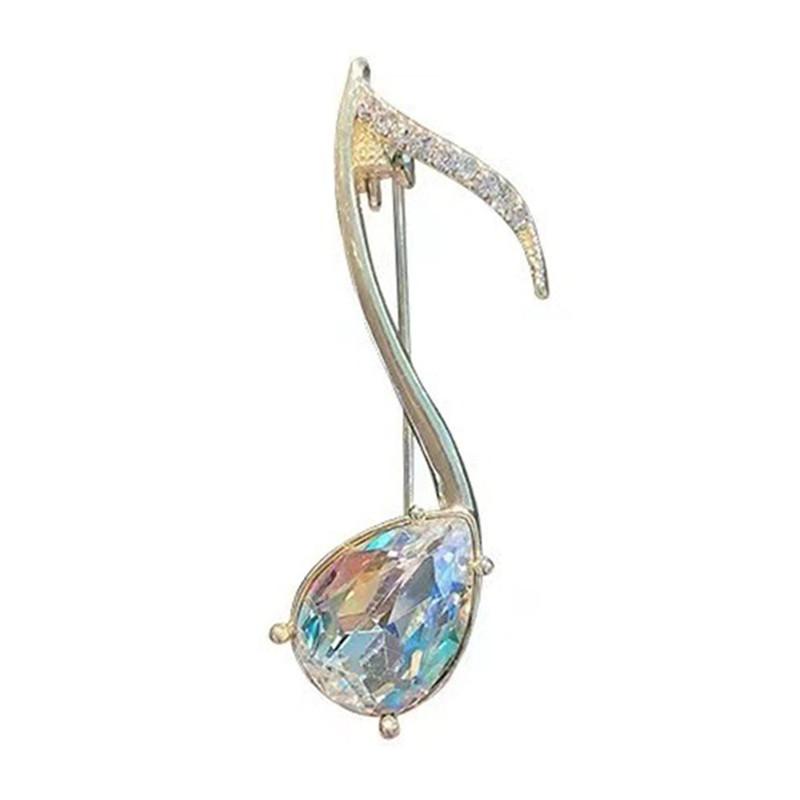 Creative Women Men Fashion New Elegant Music Notation Crystal Badges Buckles Elegant Lady Exquisite Rhinestone Pin