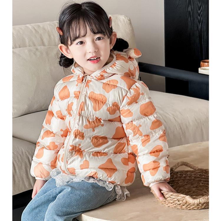 Fashion Girls' Warm Cotton-padded Clothes Winter Baby Girl Thickened Short Cotton-padded Jacket Children's Autumn Cute Cartoon Print Coats