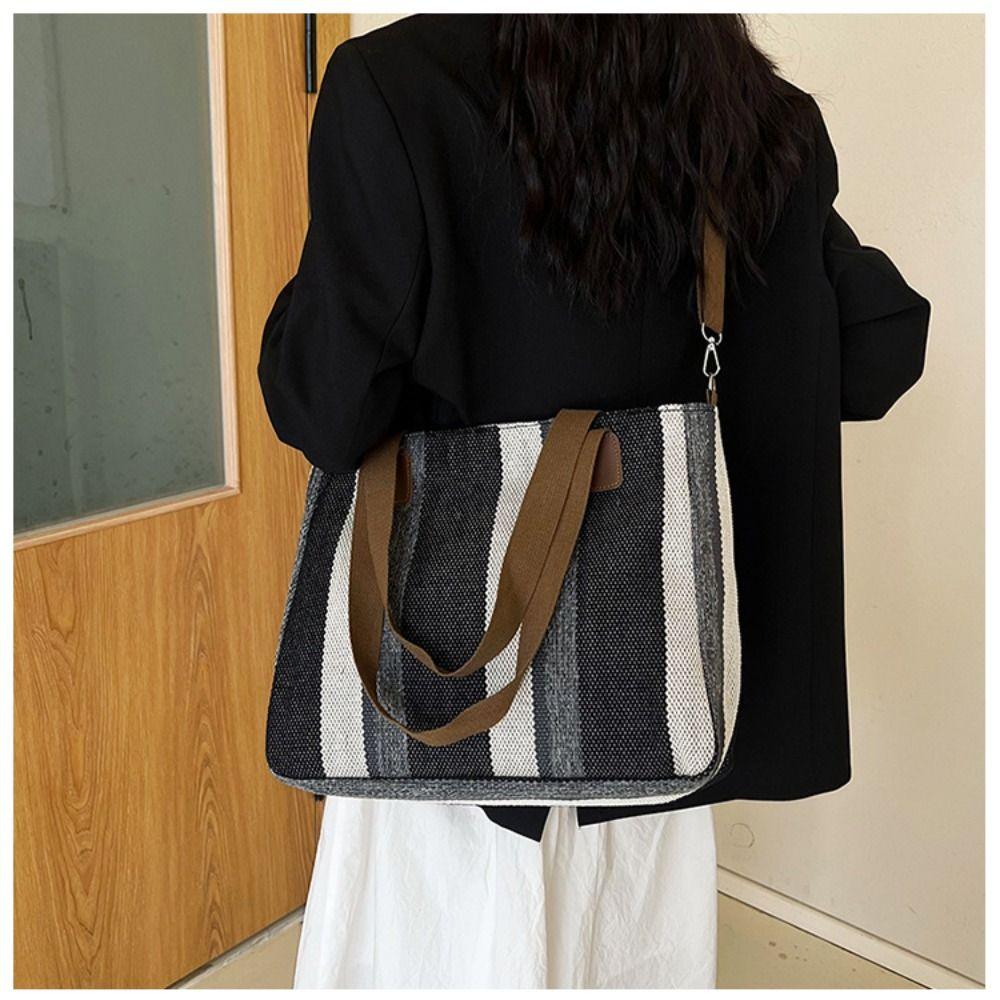 Velkokapacitní Stripe Tote Bag Nákupní taška Crossbody Tašky Nové dámské tašky