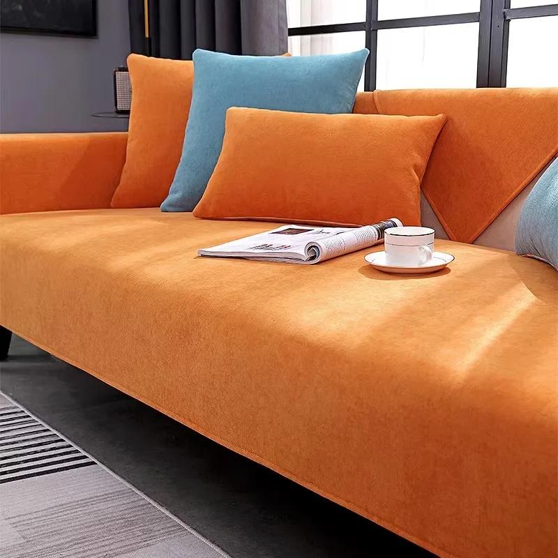 Modern Simple Grey Chenille Sofa Cushion Four Seasons Universal Slipcover Light Luxury Sofa Towel Cover Non-slip Sitting Pad