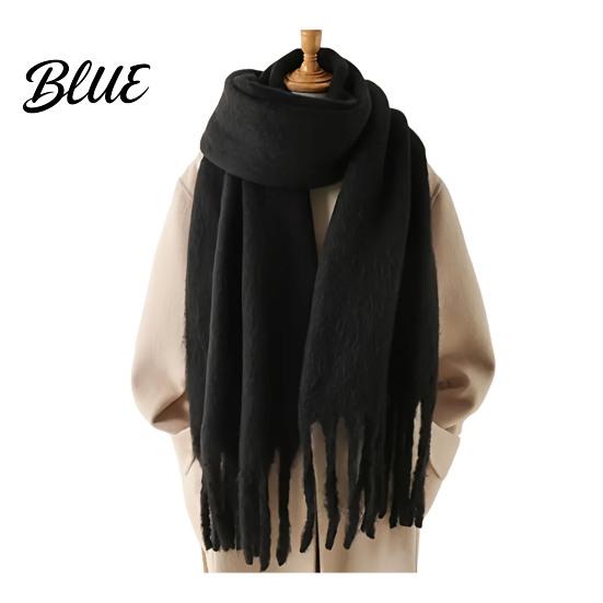 Versatile Winter Accessory Tassels Women Rabbit Velvet Thickened Imitation for Outdoor Scarf with Solid Color