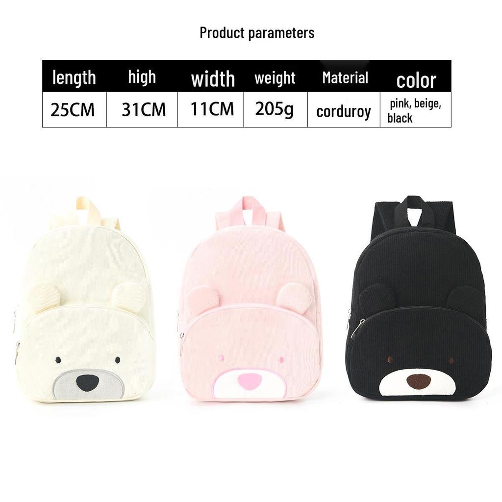 Plecak pluszowy sztruksowy z uroczym misiem o dużej pojemności