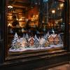 Holiday Glass Stickers Christmas Snow Village Static Window Cling Glowing Warm Scenery Sticker Reusable Party Decor for Glass Snowman House