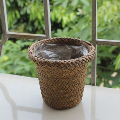 Rustic Woven Basket Planters Eco-Friendly Lightweight Creative for Garden Courtyard Supply