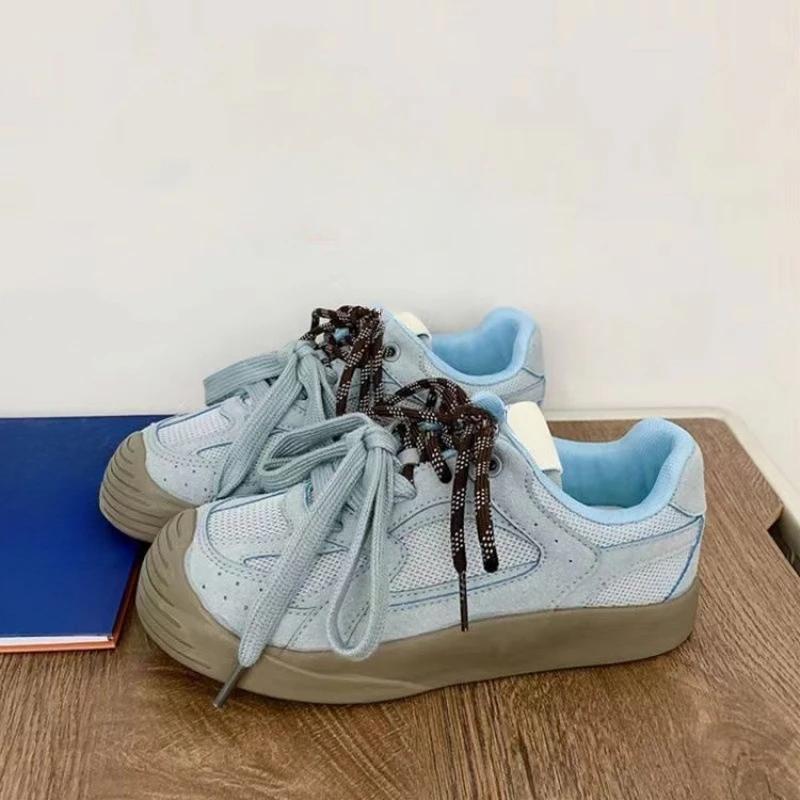 

2024 Осень Повседневные Женские Однотонные Все Удобные Толстая Подошва Увеличение Модные Женские Туфли 35 синий