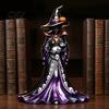 Goth Style Interior Accessories Halloween Witch Figurine, Resin Black Cat Statue with Pumpkin, Retro Seasonal Holiday Ornament Sculpture, Gothic