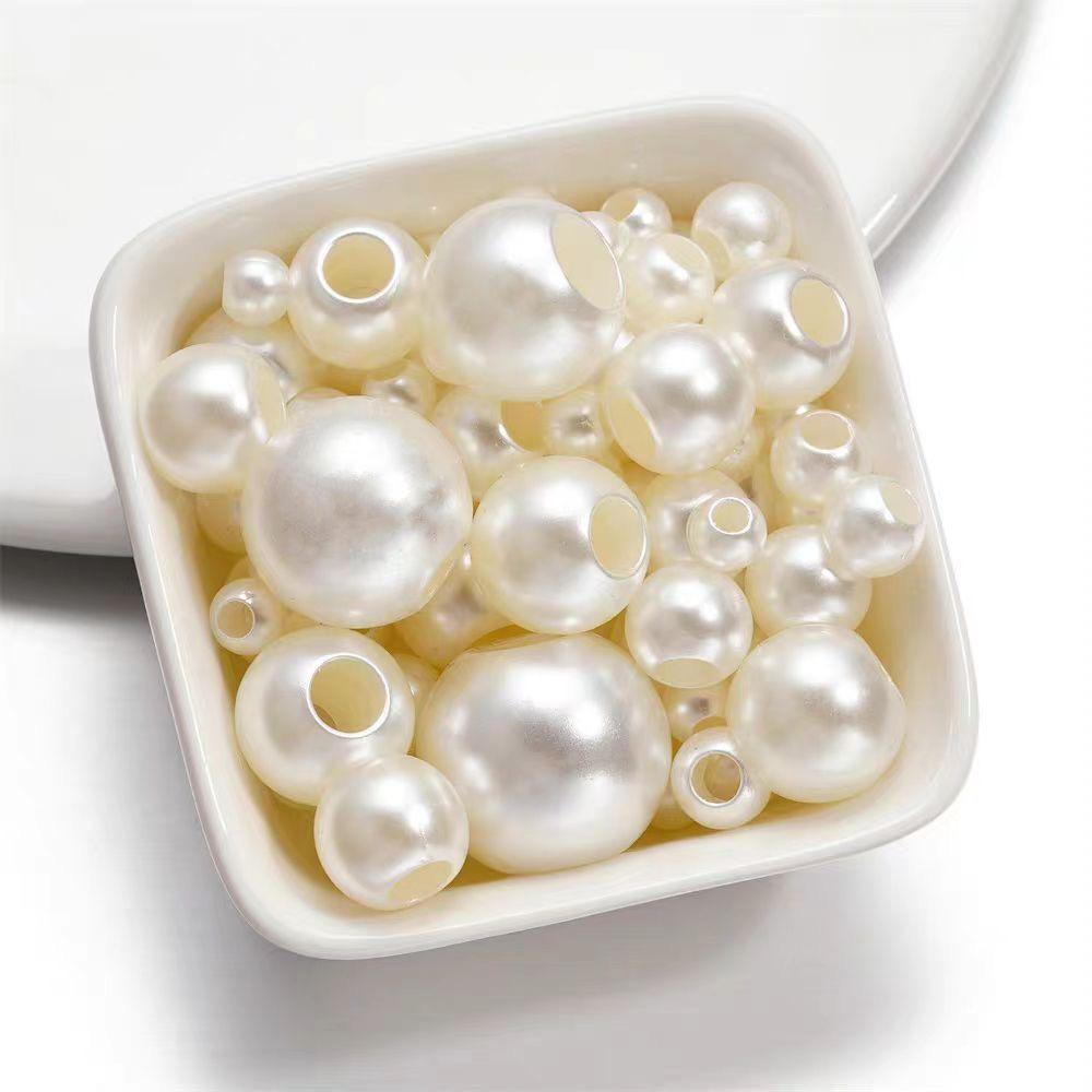 ABS High-Gloss Imitation Pearl Beads with Large Holes for DIY Jewelry and Clothing Accessories
