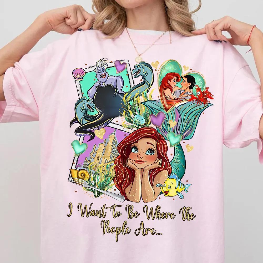 The Little Mermaid I Want To Be Where The People Are Comfort Colors TShirt   Princess Ariel Magic Kingdom S