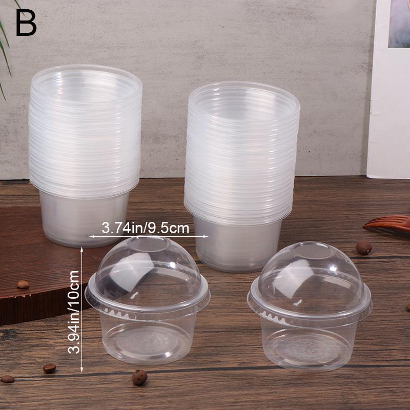 

50 шт. 250 мл одноразовый стакан для салата прозрачный пластиковый десертный стакан миска контейнер с купольной/плоской крышкой стаканчики для мороженого десерта