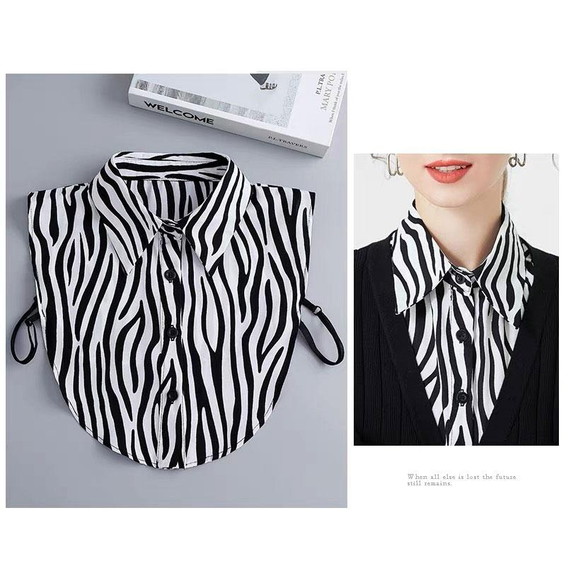 Striped Fake Collar Half Shirt Adjustable Fake Collar Detachable Elegant Fashion Faux False Collar for Women Girls