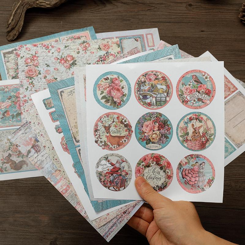 Large Retro Double-Sided Adhesive Journal Base and Decorative Background Paper Stickers