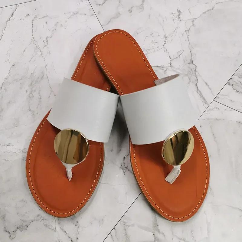 Fashion Women Leather Summer Sandals Shoes Retro Design Thin Straps Open Toe Beach Slides Flat with Plus Size 41 Female Footwear