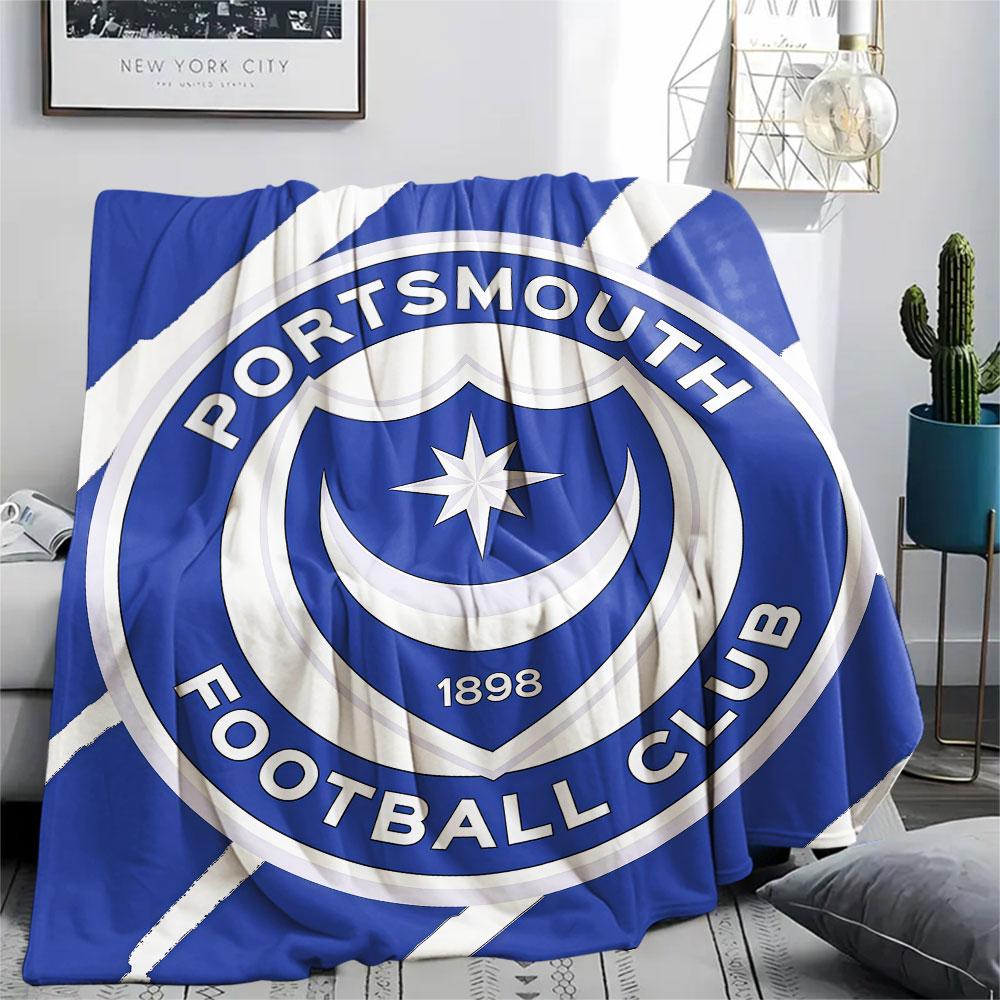 1PC Portsmouth Football Club Patterned Flannel Blanket Suitable For All Seasons for Home Decor Warmth and Comfort Gifts Holiday Present