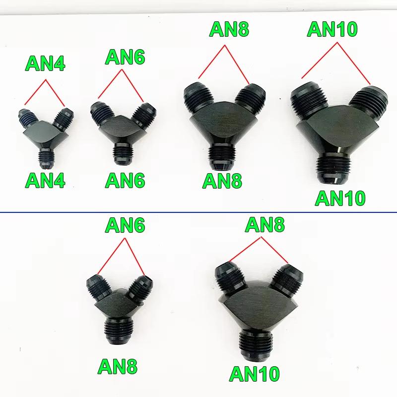 Tee Oil Pipe Joint , Block Y Adapter Fittings Adaptor Male Thread AN4 AN6 AN8 AN10 Aluminium Fuel Oil Hose Fitting Pipe Joint