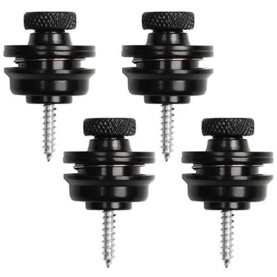 Bestgle Black Metal Guitar Strap Lock Pins with Buttons for Electric Strap Locks for Musical Instruments 4-Piece Guitars, Anti-Slip, Anti-Locking