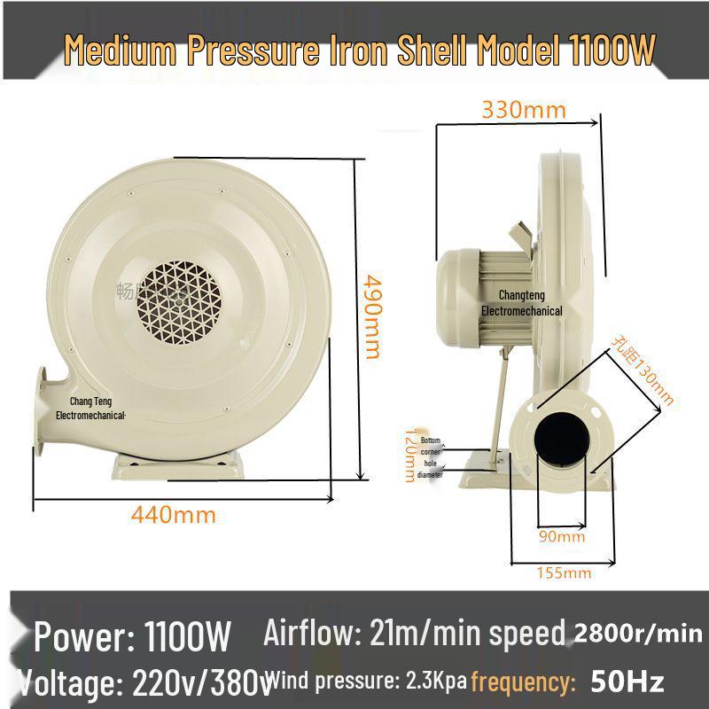 Medium Pressure 220V Industrial Centrifugal Blower for Dust Extraction and Combustion Assist
