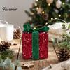 Holiday Party Supplies Christmas Gift Box Ornament with Glitter, 3D Present Hanging Decor Xmas Tree Decorations Green Ribbon Bow, Pendant, Festive