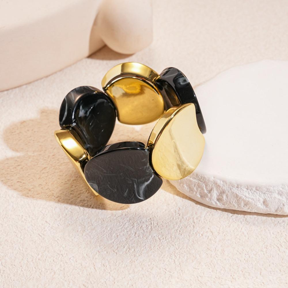Exaggerated Personality Colored Acrylic Irregular Round Spliced Elastic Bracelets for Women Fashion Temperament Bangle Jewelry