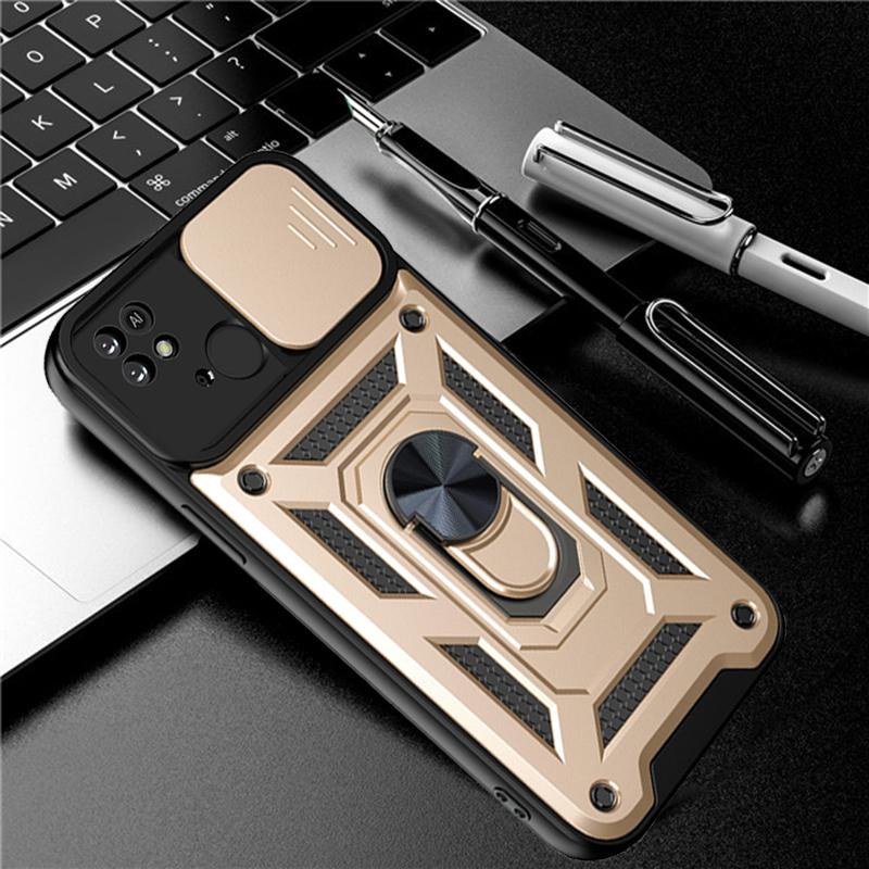 Põrutuskindel liugkaamera objektiivi kaitseümbris Xiaomi Redmi 10C 9T 9A 9C Note 11 10 9 Pro 11S 10S 9S Mi 12 Poco M4 M3 Pro X3 NFC rõnga aluse kate jaoks