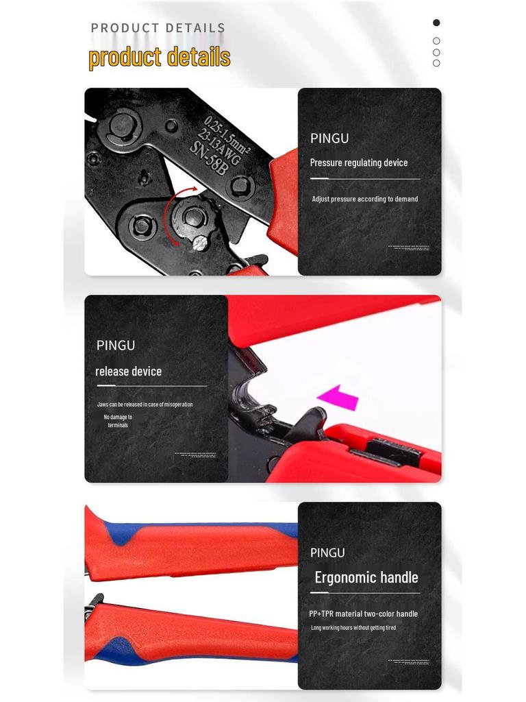 SN58B Electrical Wiring Terminal Crimping Pliers Set for Wire Harness and Connector Inserts