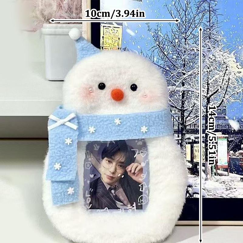 

New Cute Snowman Plush Card Holder Plush Photocard Holder Cartoon Photo Card Holder ID Credit Band Card Protector