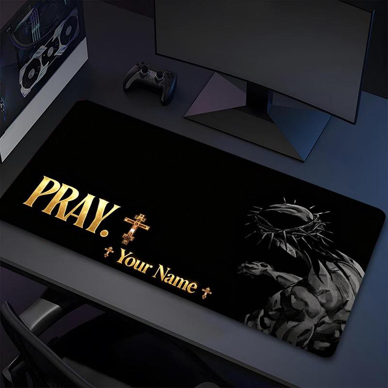 Custom Your Name Dark Prayer Gamer Large Deskmat Mousepad Playmat Xl Keyboard Mouse Pad Gaming Desk Accessories Anime Pc Extended Pads