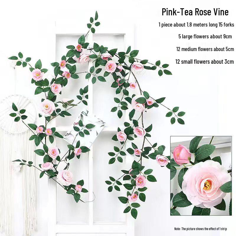 Artificial Silk Rose Vine for Ceiling or Pipe Decoration