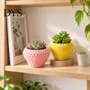 Unique Home Office Decor Strawberry Succulent Planter Pot, 3D Printed Cute Shape Small Plant Mini Ceramic Style Decorative Flower Pot for Cactus Herb,