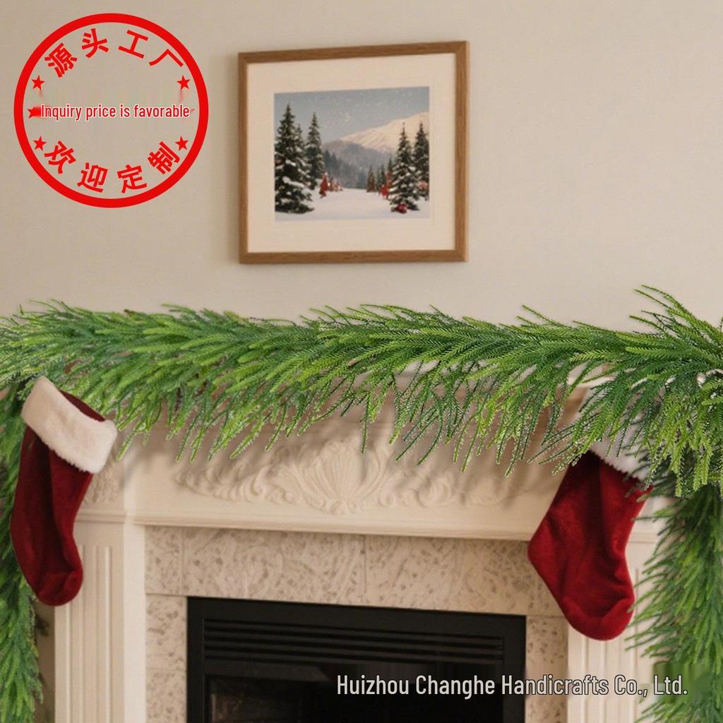 Christmas Simulation Greenery: Norfolk Pine & Cypress Garland with Artificial Pine Needles for Fireplace Decor