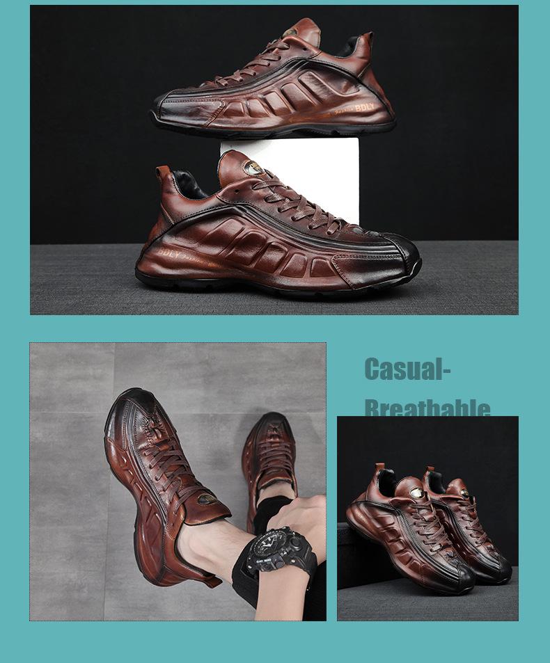 European 2023 Men's Leather Embossed Retro Trendy Casual Shoes