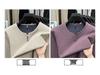 2025 Men's V-Neck Long Sleeve Plus Velvet Thickened T-shirt - Autumn/Winter, Youth Plus Size, Solid Color Base Layer