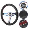 350mm 14in for NARDI Style 6 Bolt Half Dish Black Perforated Leather Racing Steering Wheel W  Horn