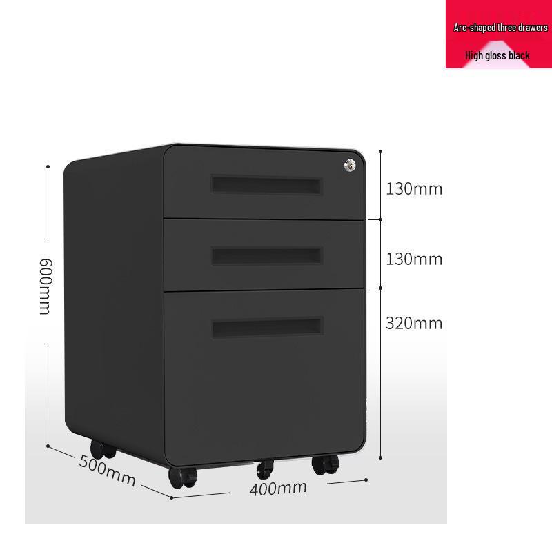 Steel Three-Drawer Mobile Office Cabinet with Lock, Under Desk Storage Solution