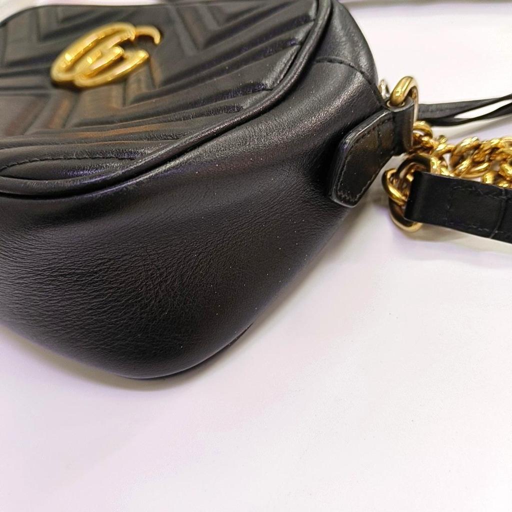 [Pre-Owned] Gucci GG Marmont Small Matelassé Shoulder Bag 'Black' - Good #14GGZK2