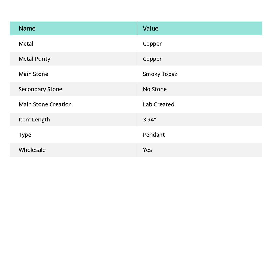 Smoky Topaz Handmade Copper Wire Wrap Jewelry Pendant 3.94" E9i66