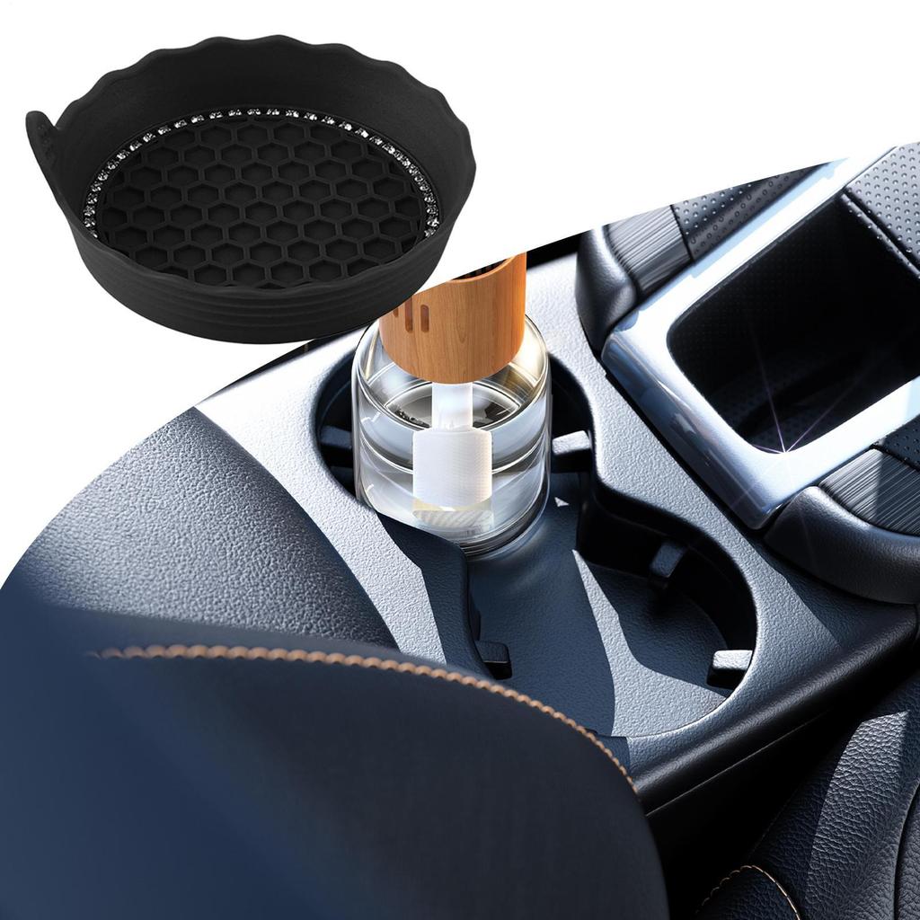 Car Cup Coasters Silicone Cup Mat With Rhinestone Non-Slip Waterproof Mug Pad Car Interior Accessories For Vehicle Truck