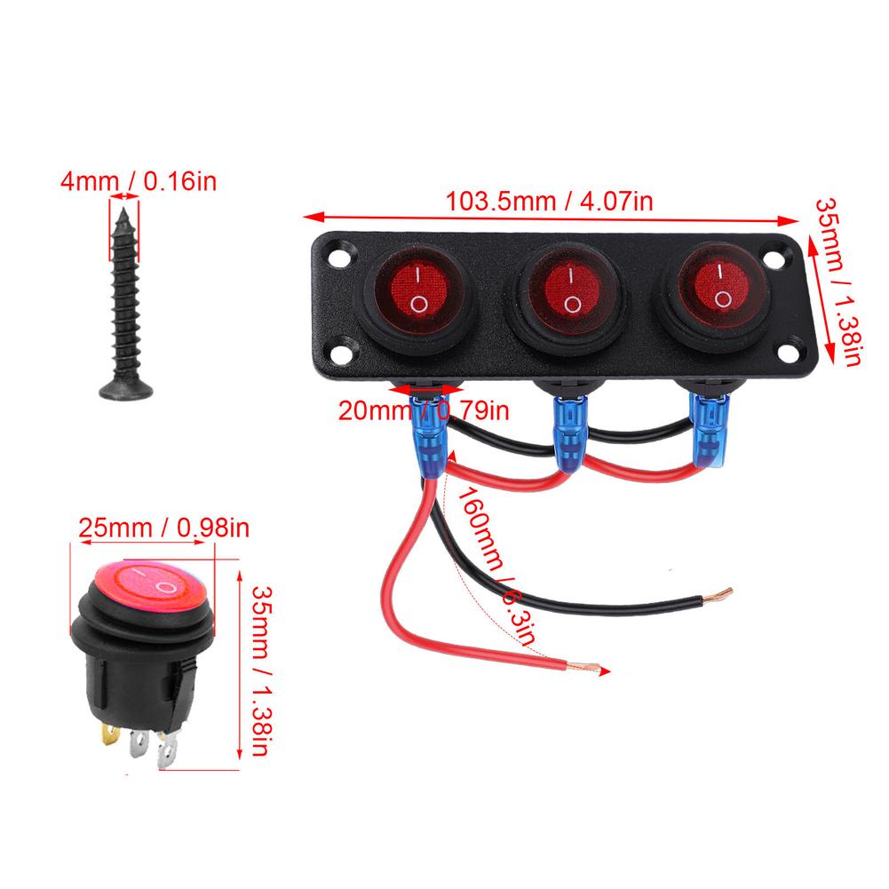 1pc 20A 12V-24V 3-position Round LED Switch Panel Waterproof For Toggle Switch Panel For LED Light Strips Work Lights