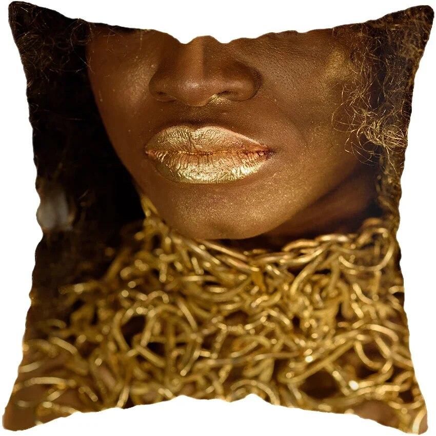Home Decor Fashion Afro Black Women Girls Sofa Pillowcases Bedroom Living Room Cushion Covers
