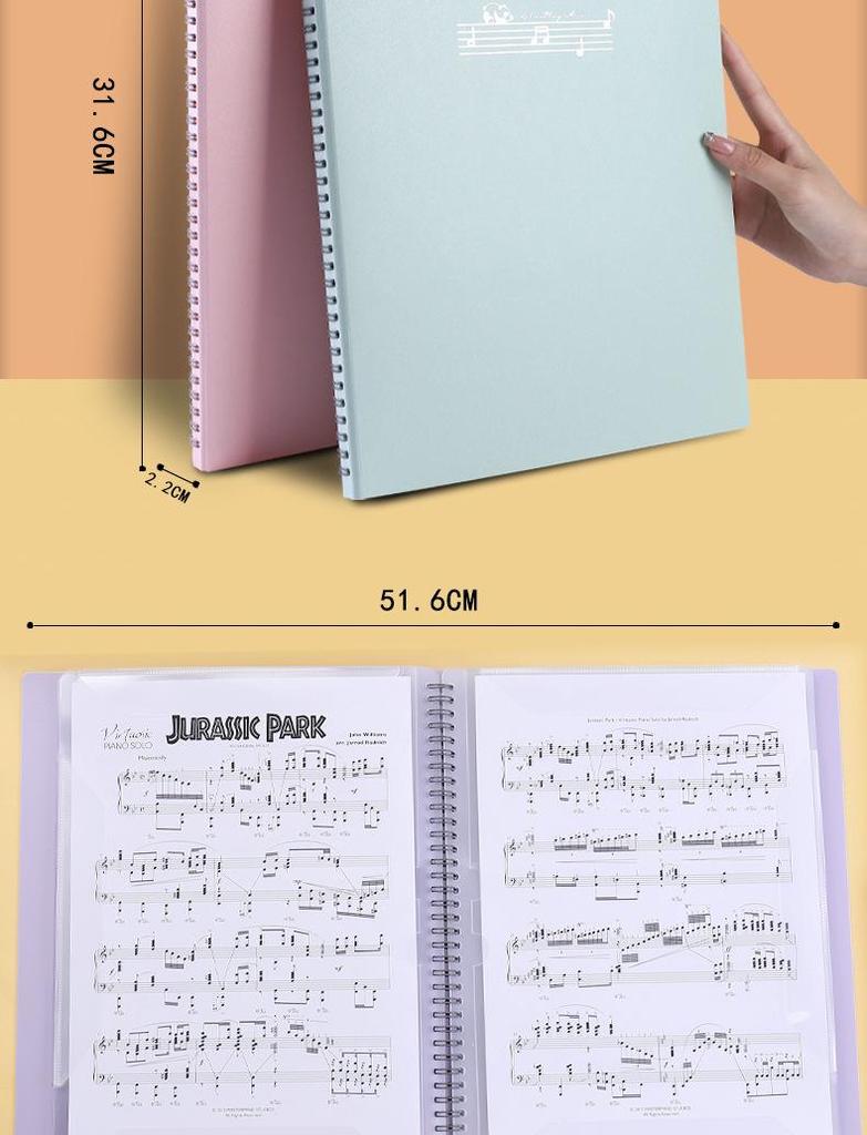 Morandi Non-Reflective A4 Piano Sheet Music Folder with Clip