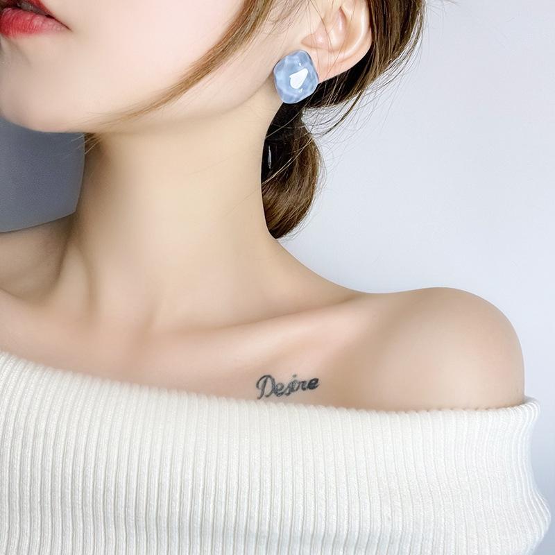 Irregular Geometric Clip On Earrings For Women Non Pierced Candy Color Resin Jewelry Ear Cuff Earring Daily Accessories