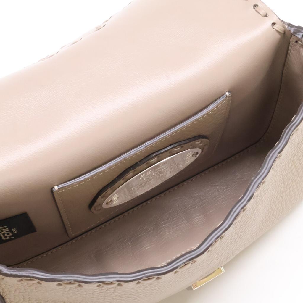 FENDI 8BS017 Selleria Mini Bucket 2-Way Chain Shoulder Bag Handbag Taupe/SVHardwareUsed