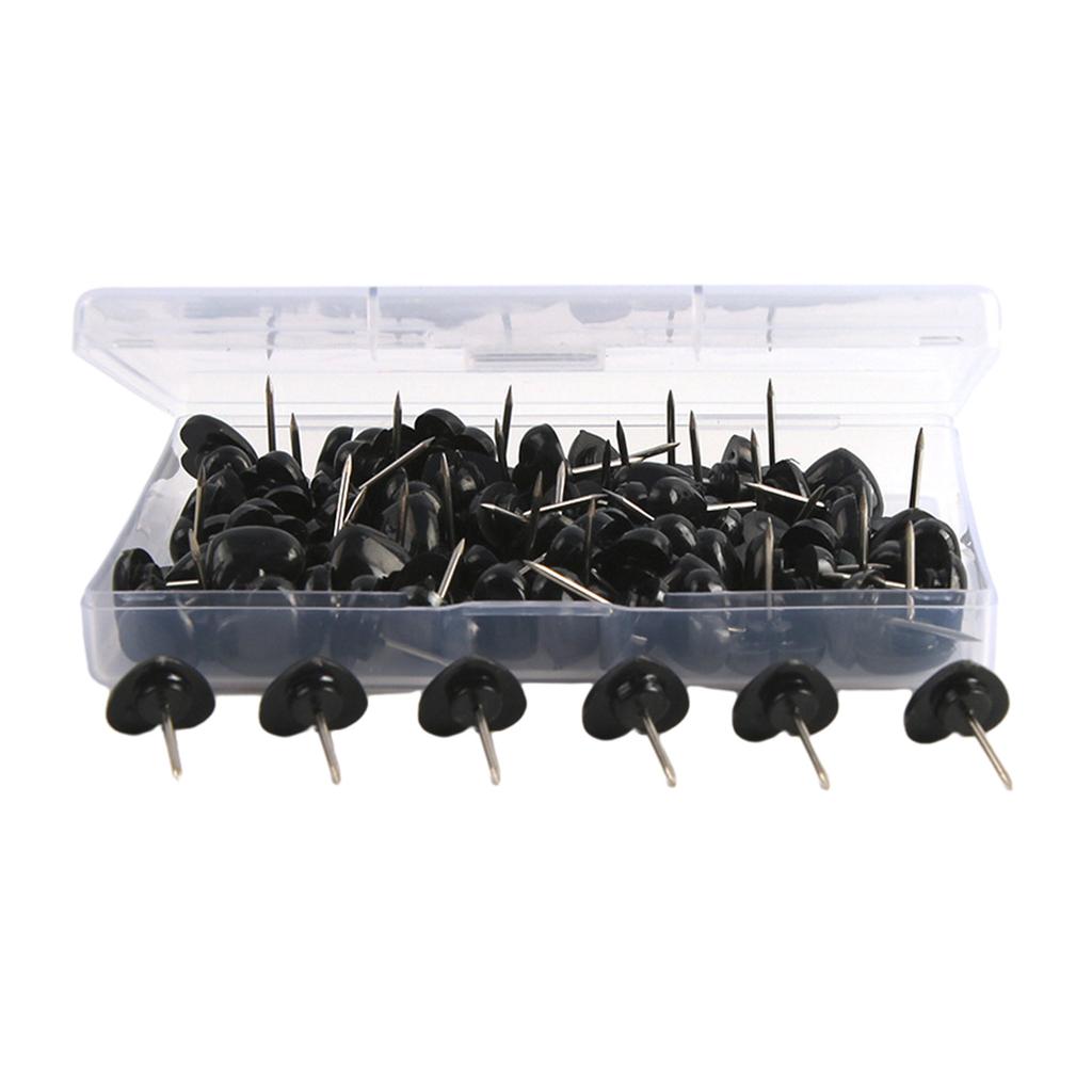 100 Stück herzförmige Reißzwecken mit Etui für Büro-Pinnwände. Bunte Reißzwecken. Plastik-Karten-Reißzwecken für Korktafeln.