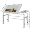 Adjustable Drafting Table, White Drawing Desk with Tilting Top & 4 Leveling Feet for Office, Study Room, Drawing Room, Classroom