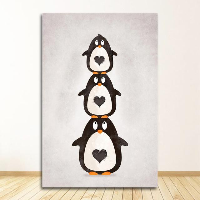 Painting Print Baby Room Home Wall Decor Nordic Cute Animal Hippo Penguin Polar Bear Portrait A4 A3 A2 Canvas Art Poster