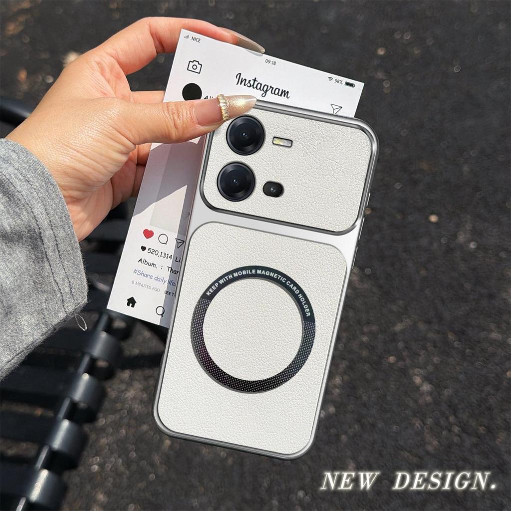 Case for Vivo V25e,V25 5G Viral Change To 17 Magnetic Split Leather Back Big Lens Protector Cover