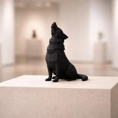 Poly Geometric Wolf Figurine Minimalist Resin Animal Decor Home Office Desktop Ornament Roaring of Hungry Wolves Idear Gift