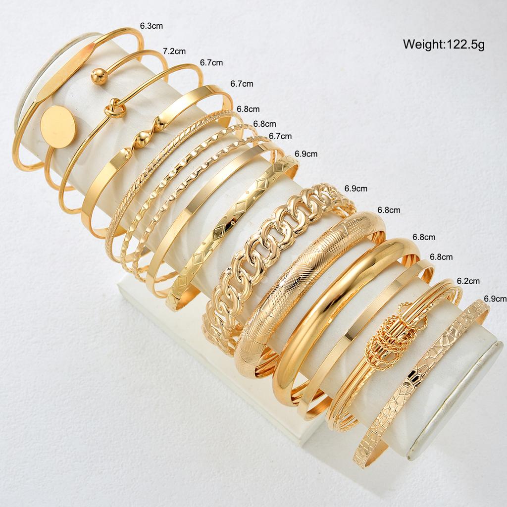 15 Pcs Retro Gold Color Minimalist Bangle Set for Women Fashion Chic Geometric Knotted Bracelets Daily Party Jewelry Gifts 2026