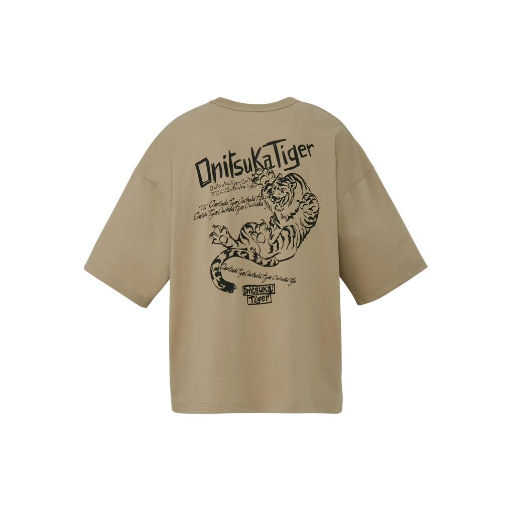 ONITSUKA TIGER Graphic Tee Short Sleeve Round Neck Solid Color T-Shirt Unisex Tops Light-Brown 2183B600-250
