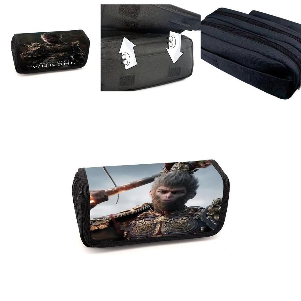 Spacious Black Myth Wu Kong Double Layer Student Storage Bag Oxford Material Design